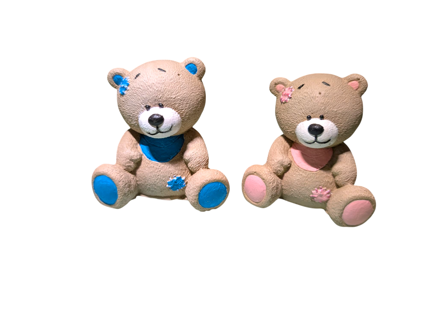 Handgemaakt Teddybeer Beeldje met Patches - 4.5 × 5.5 × 6 cm