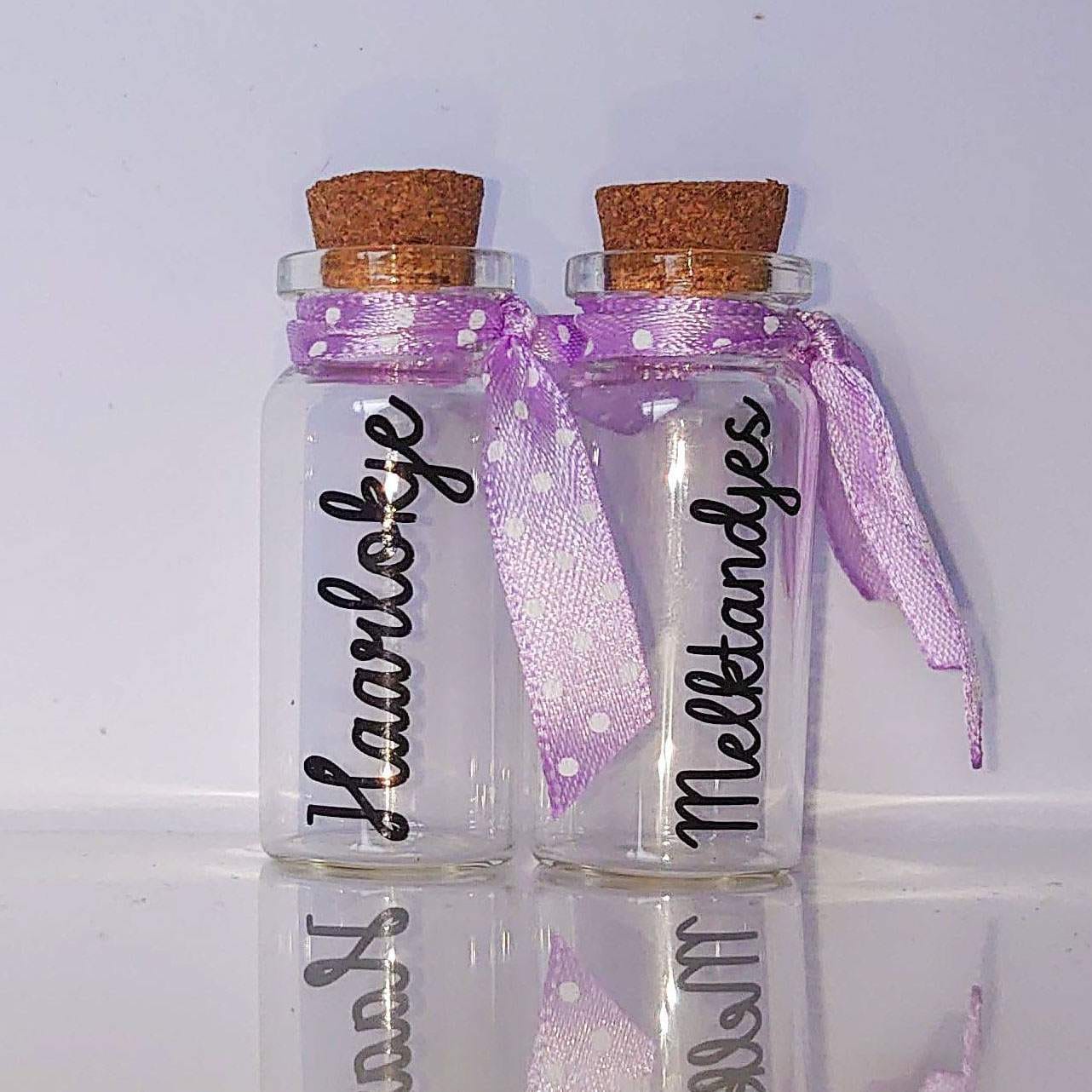 Set bewaarflesjes haarlokje en melktandjes