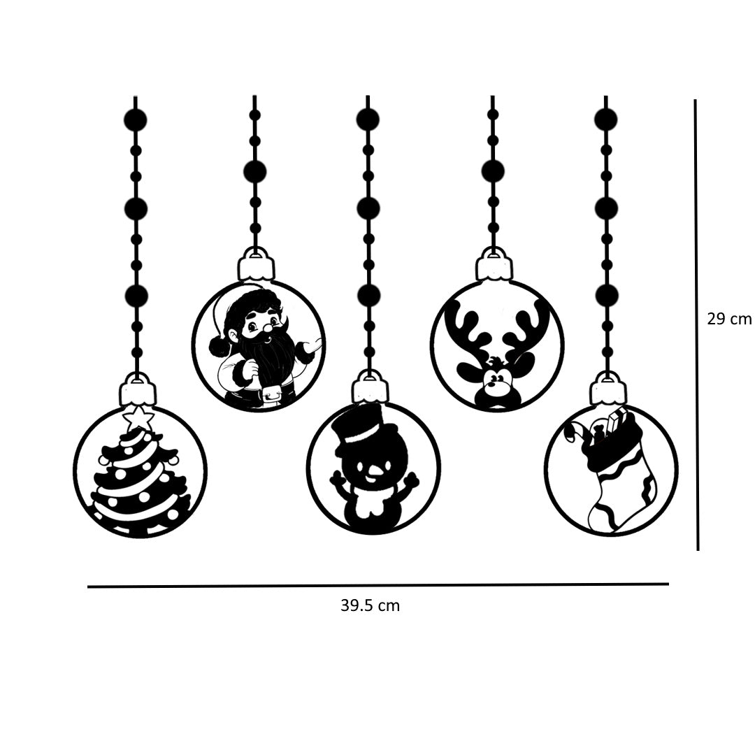 Raamsticker kerstbal slingers kerstfiguren