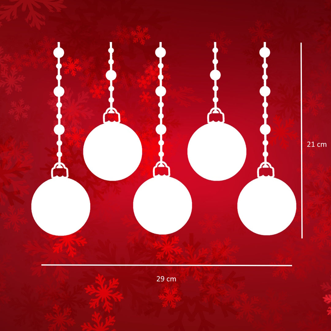 Raamsticker kerstbal slingers blanco