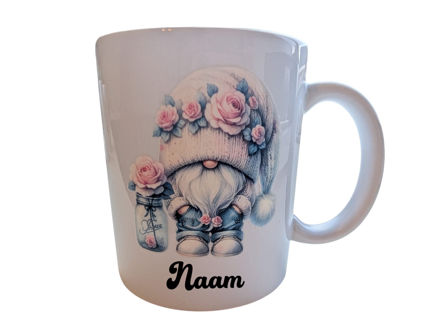 Schattige Gnoom Mok Collectie met Rozen - Personaliseer met Naam