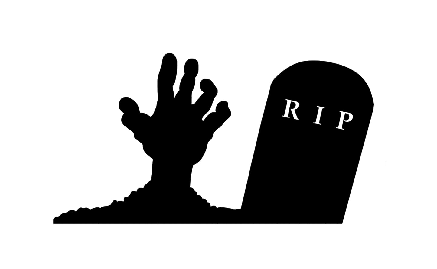 Raamsticker Halloween: Zombie hand met grafsteen