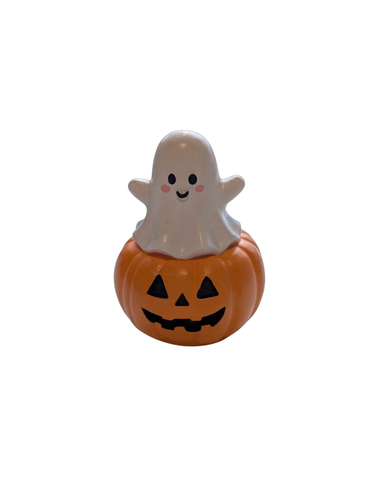 Handgemaakt schattig spookje - Op pompoen β Halloween beeldje - Herfstdecoratie