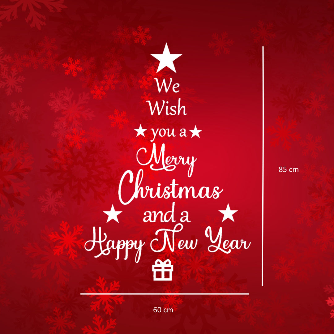 Raamsticker Kerst We wish you a merry christmas and a happy new year
