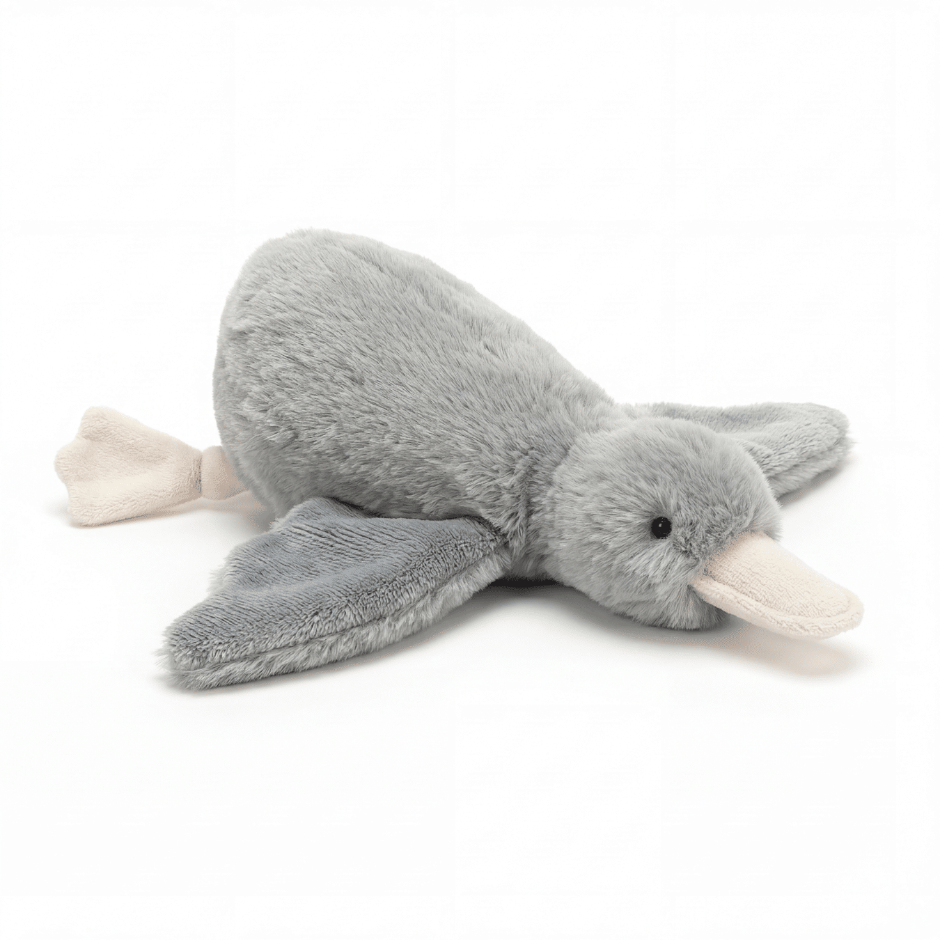 Zachte Knuffeleend Guusje (28 cm) – Grijs Brievenbuscadeau