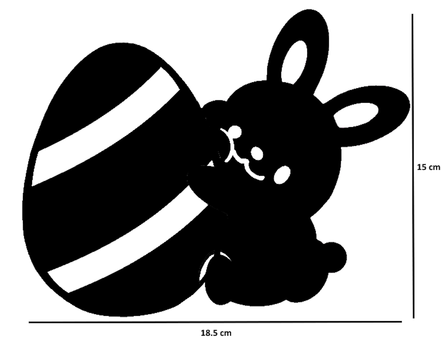 Raamsticker Pasen: Konijn knuffelend met ei