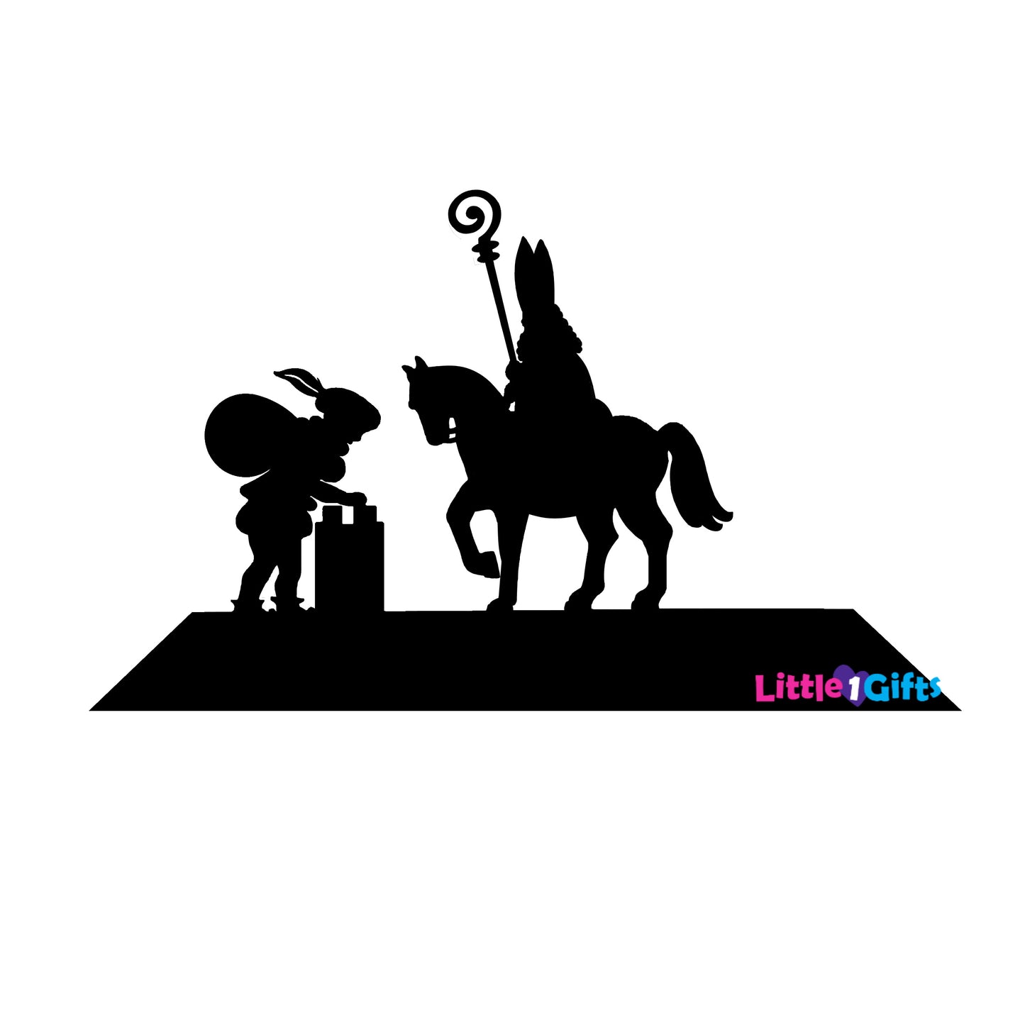 Raamsticker Sint en Piet op het dak