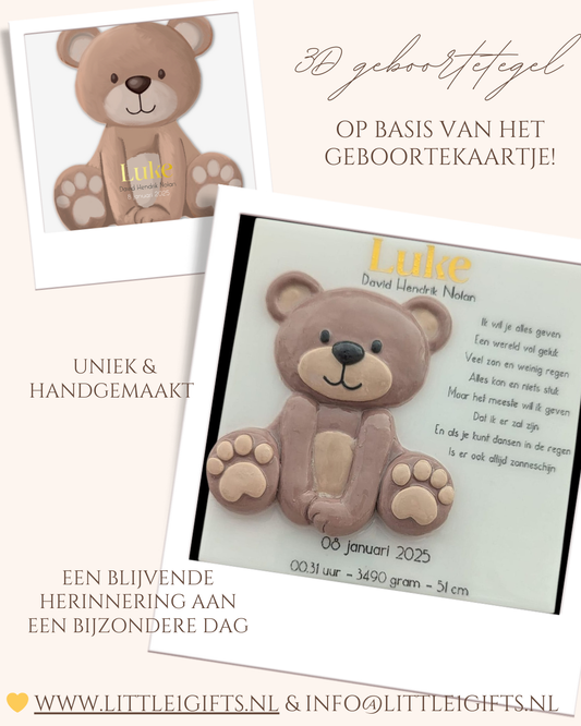 Een Uniek 3D Geboortetegeltje: Een Persoonlijk Cadeau op Basis van het Geboortekaartje