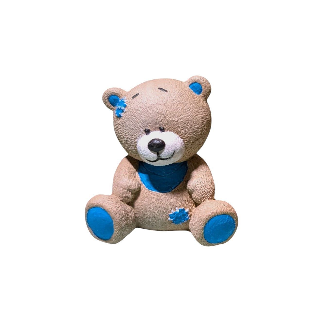 Handgemaakt Teddybeer Beeldje met Patches - 4.5 × 5.5 × 6 cm