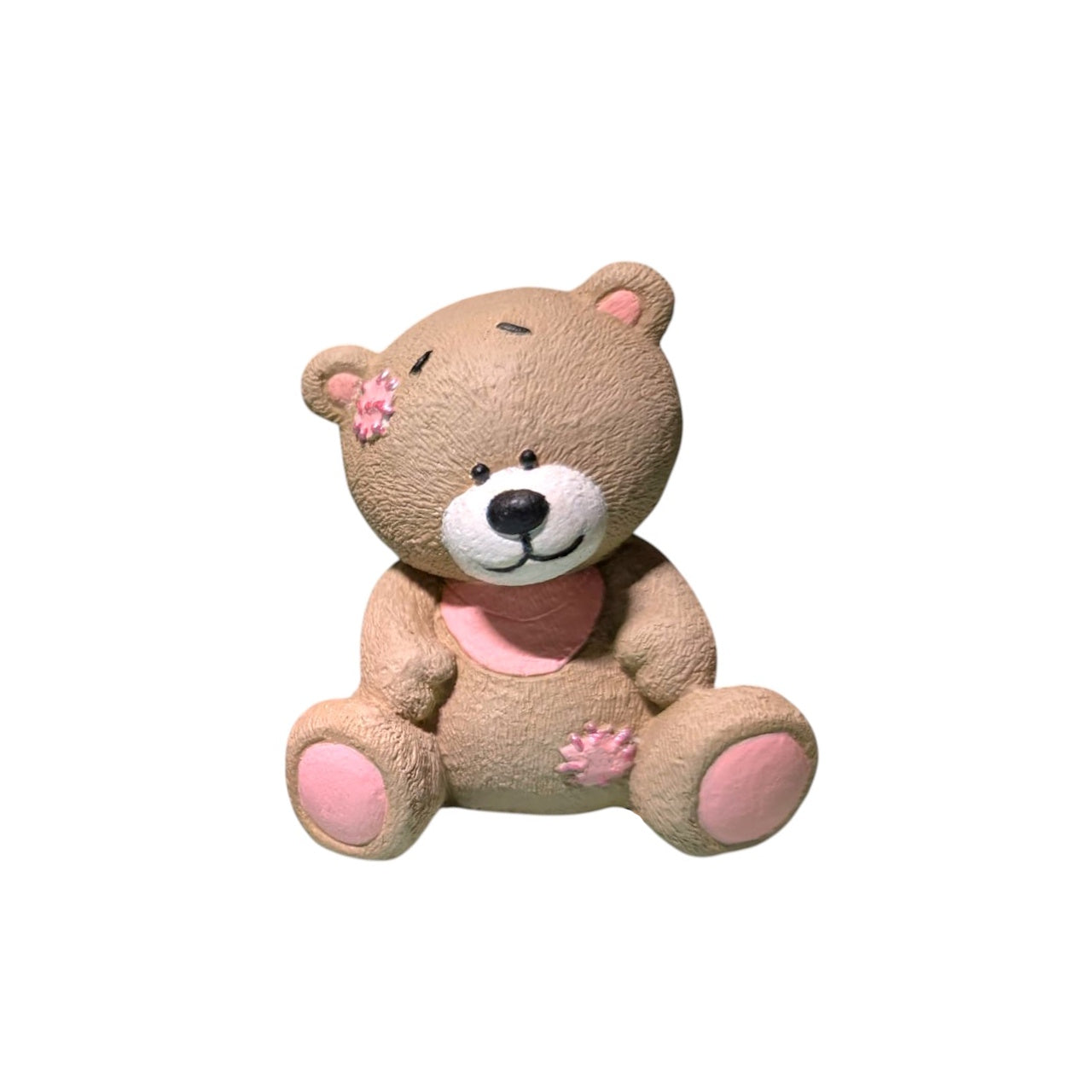 Handgemaakt Teddybeer Beeldje met Patches - 4.5 × 5.5 × 6 cm