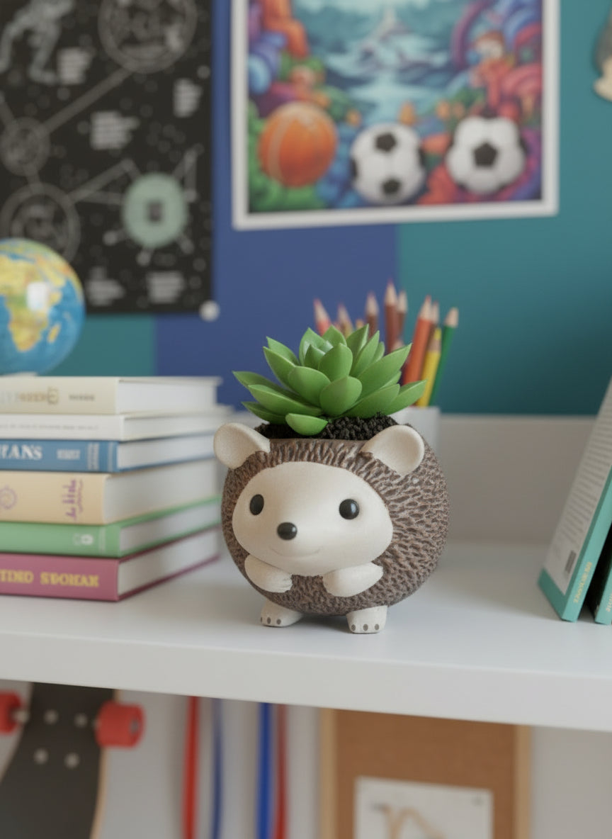 Handgemaakte Egel Bloempot - Schattige vetplanthouder - 8x8x9 cm - Cadeau Kinderkamer & Bureau Decoratie