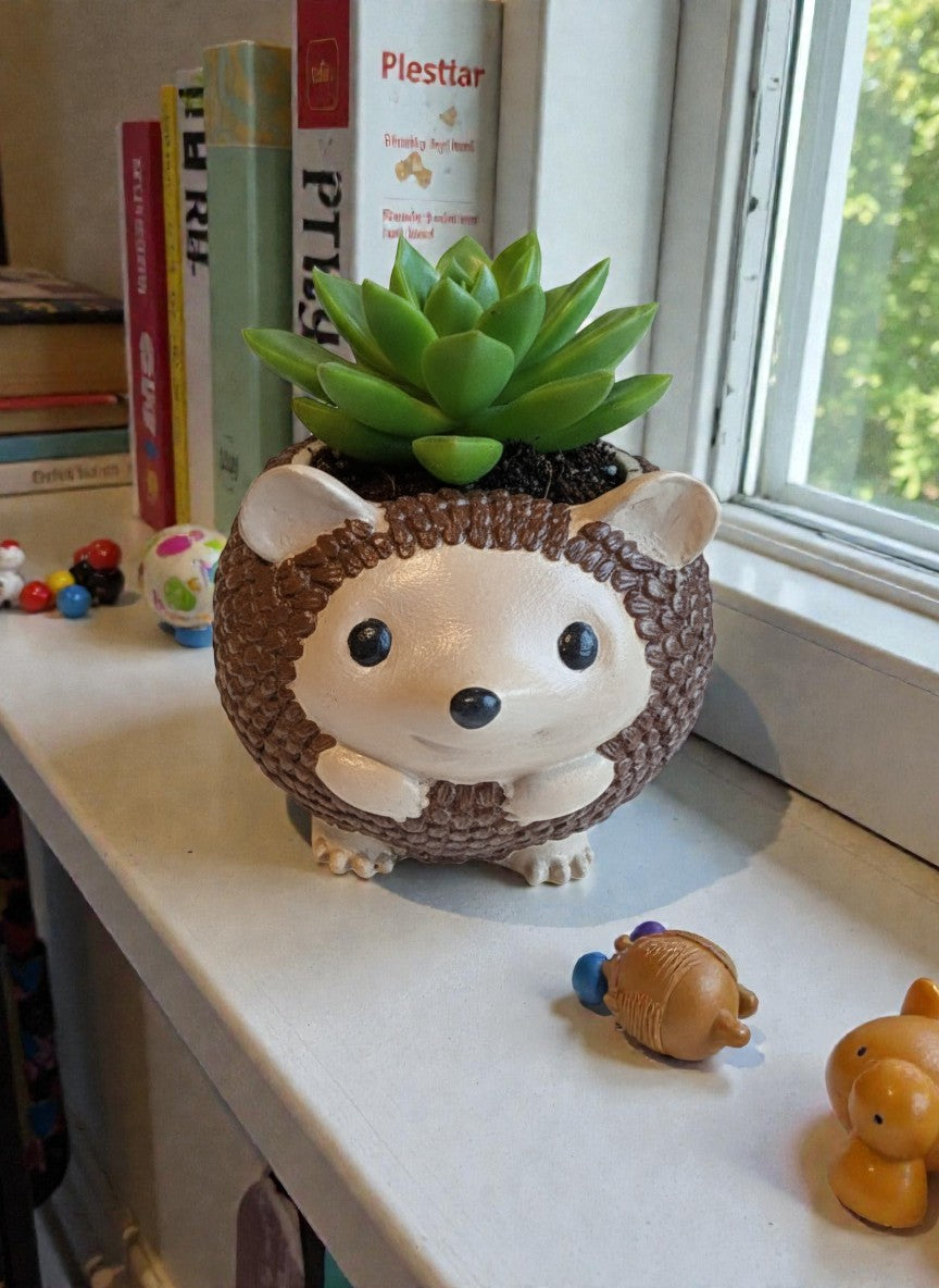 Handgemaakte Egel Bloempot - Schattige vetplanthouder - 8x8x9 cm - Cadeau Kinderkamer & Bureau Decoratie