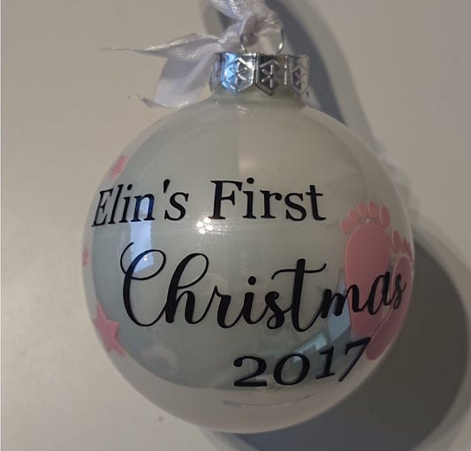 First christmas kerstbal met naam