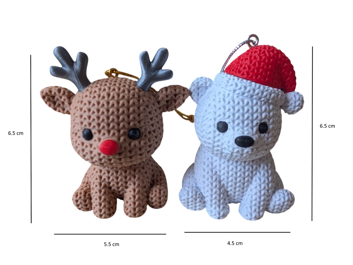 Winter Friends Kersthangers – Gehaakte Look- Ijsbeer - Rendier Rudolph