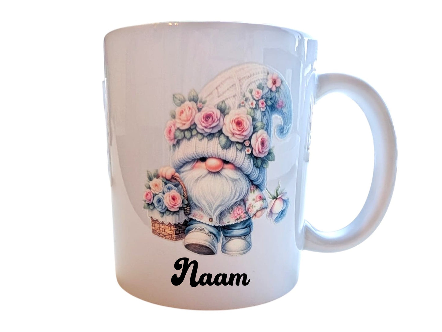 Schattige Gnoom Mok Collectie met Rozen - Personaliseer met Naam