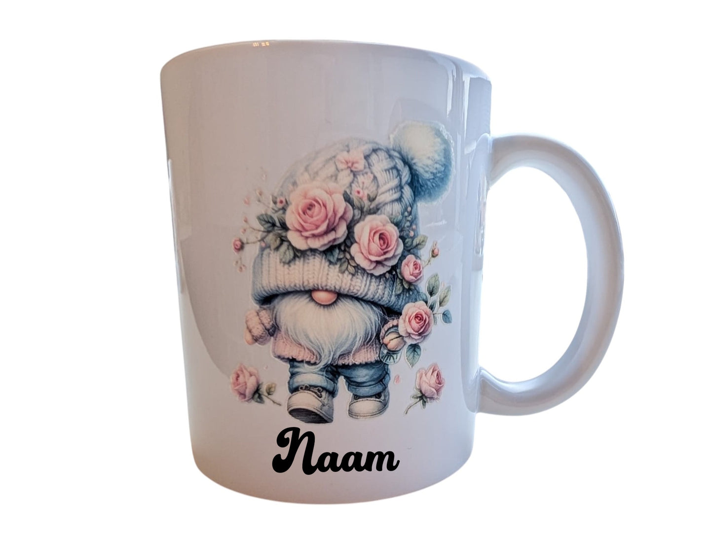Schattige Gnoom Mok Collectie met Rozen - Personaliseer met Naam
