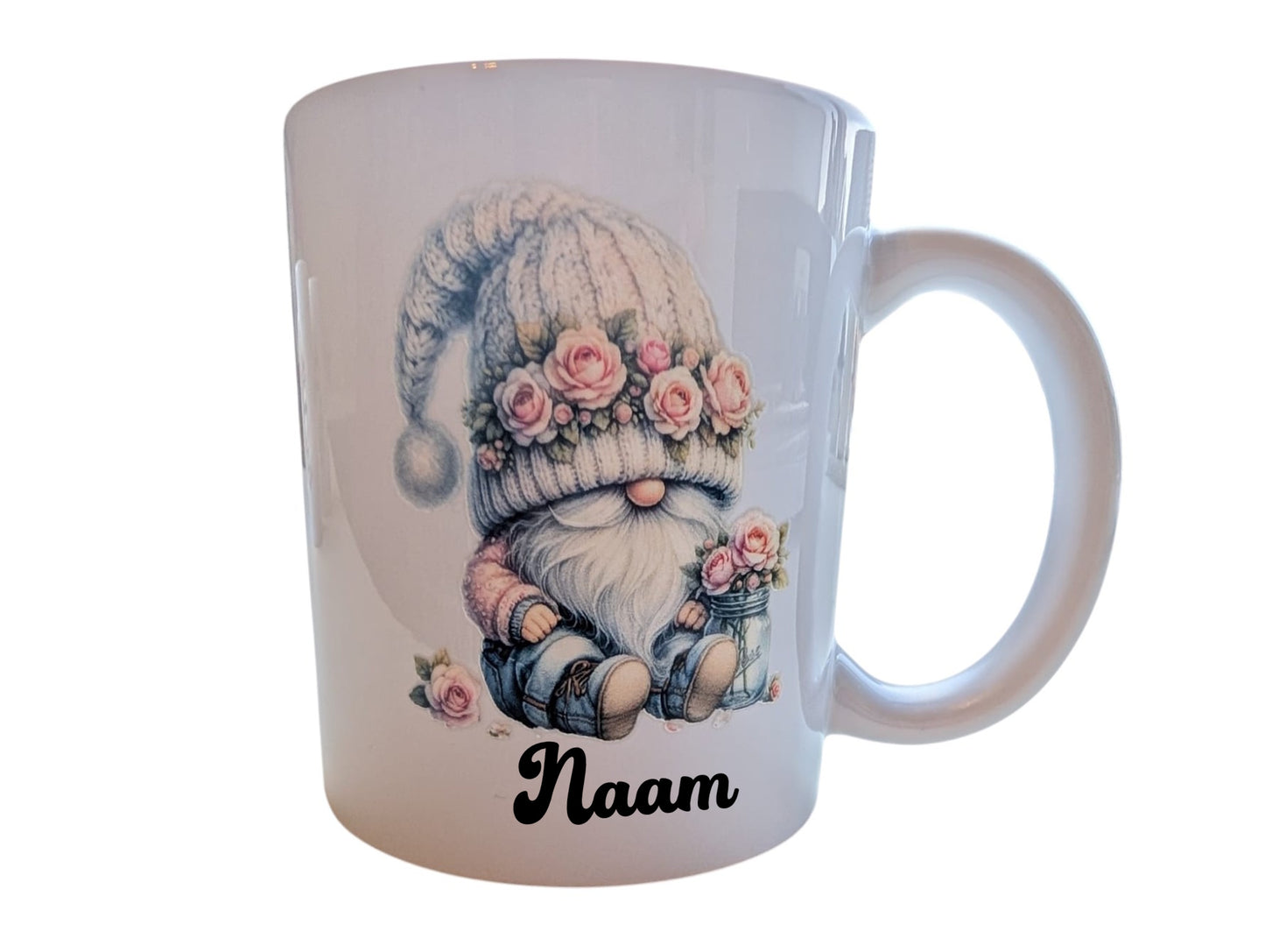 Schattige Gnoom Mok Collectie met Rozen - Personaliseer met Naam