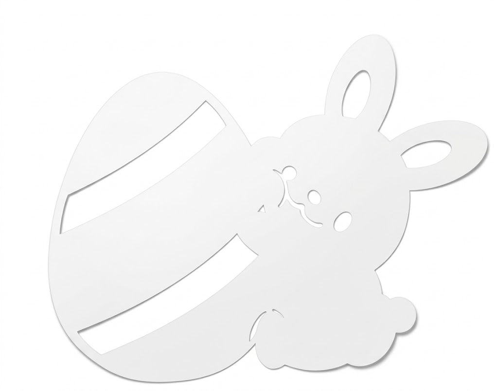 Raamsticker Pasen - Knuffelend Konijntje met Paasei - Herbruikbaar Statisch Vinyl