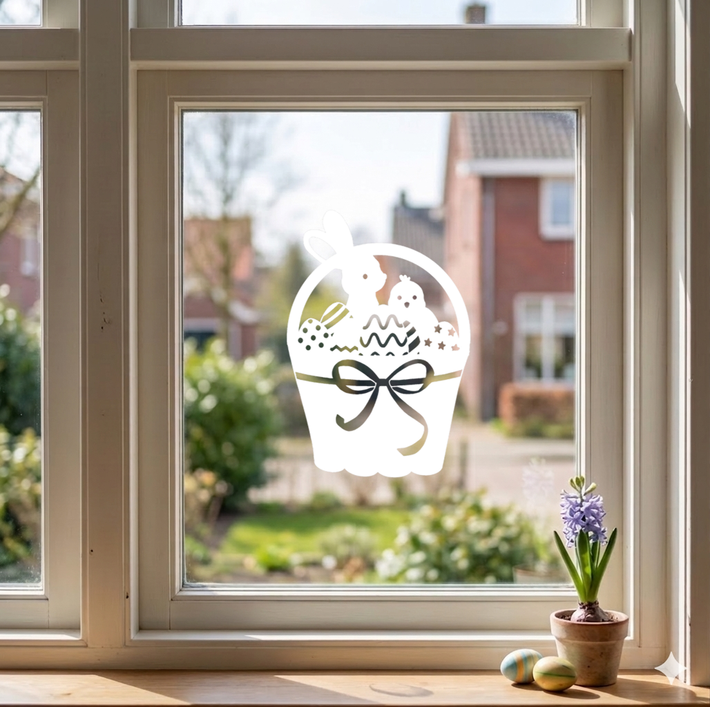 Raamsticker Pasen: Gevulde paasmand - Herbruikbaar & Statisch