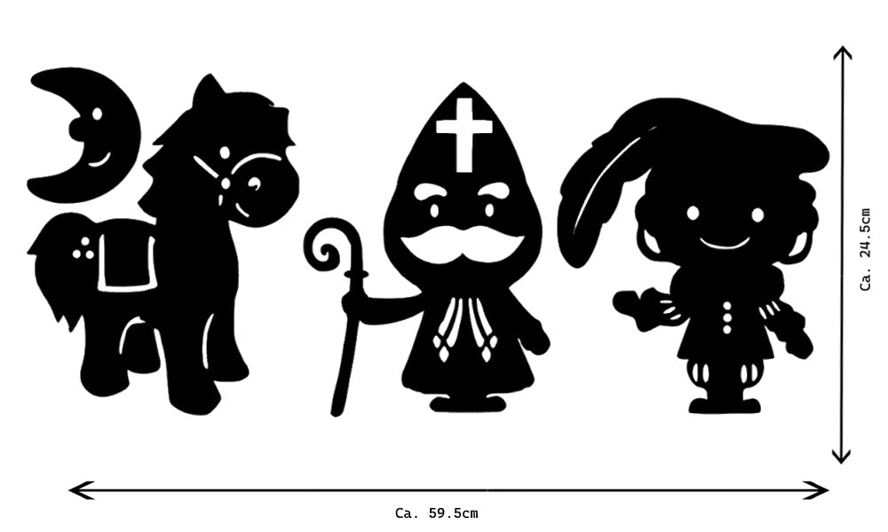 Raamsticker Sint, Piet, paard en maan