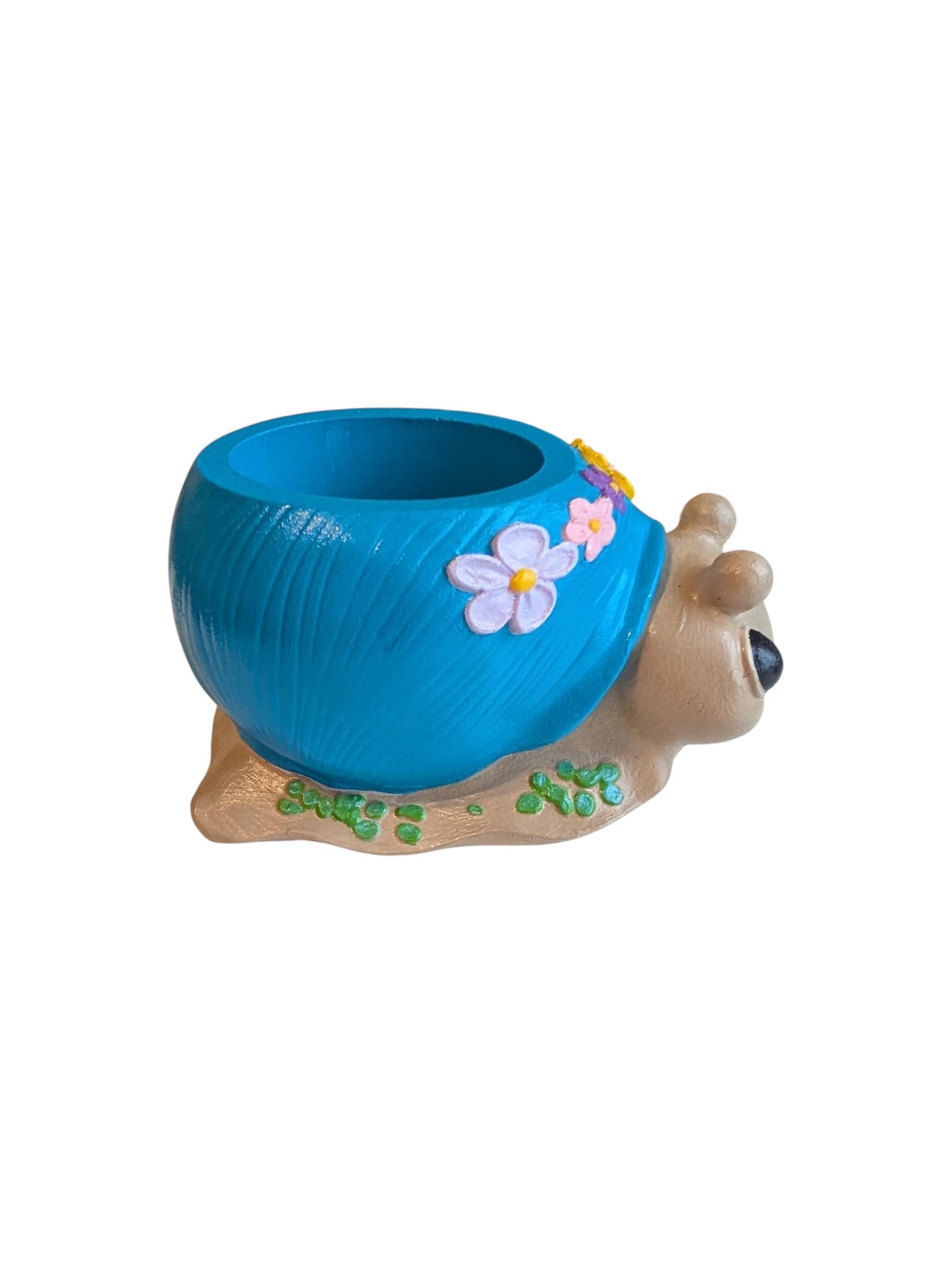 Handgemaakte Slak Bloempot - Unieke Bloempot voor vetplantjes met Vrolijke Bloemen - 10 cm