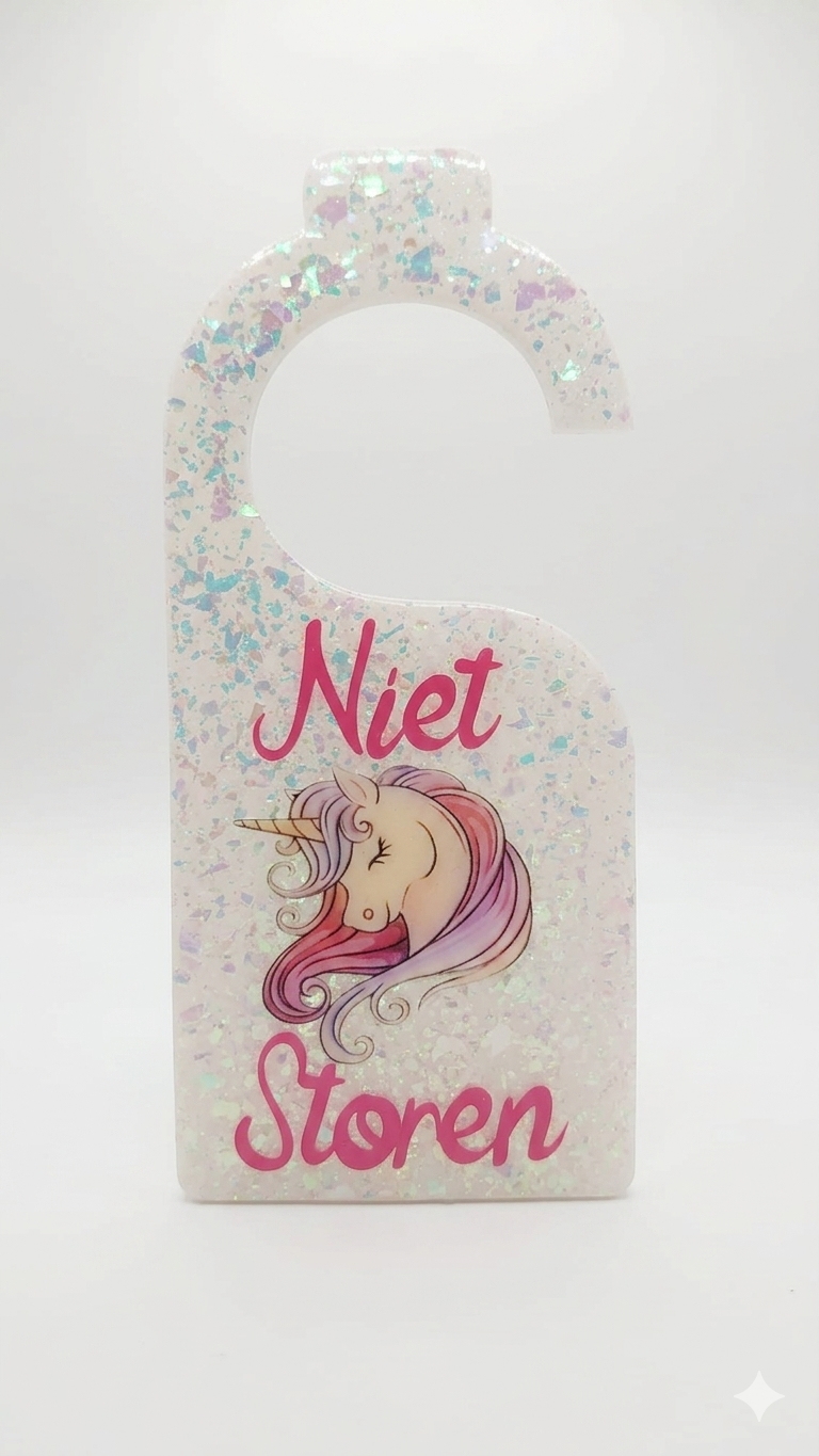 Handgemaakte Eenhoorn Deurhanger "Niet Storen" – Unicorn Glitter