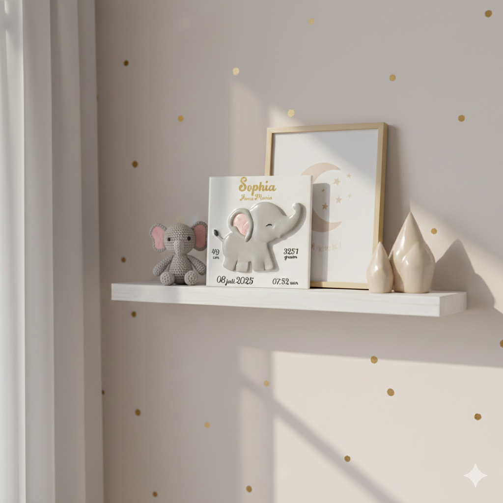 Geboortetegel olifant (3D)