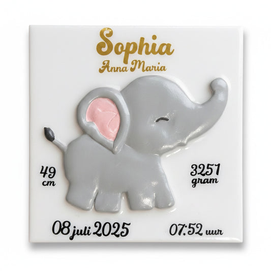 Geboortetegel olifant (3D)