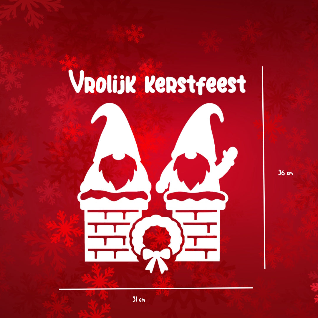 Vrolijke Gnoom Raamsticker – Herbruikbaar & Ideaal voor Kerst