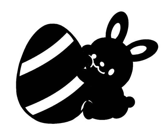 Raamsticker Pasen: Konijn knuffelend met ei