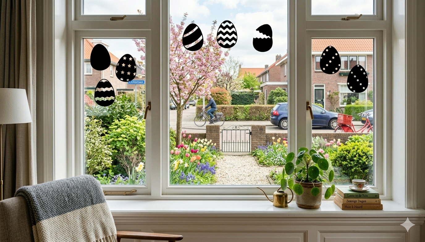 Raamsticker Pasen: Set van 8 Paasei - Herbruikbaar & Statisch