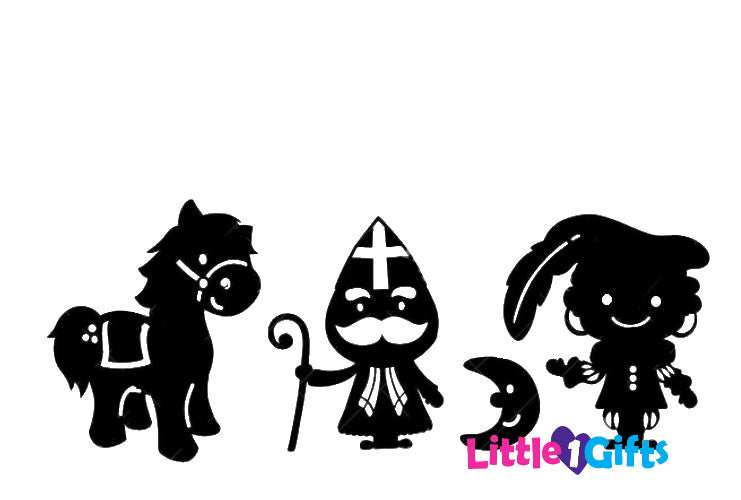 Raamsticker Sint, Piet, paard en maan