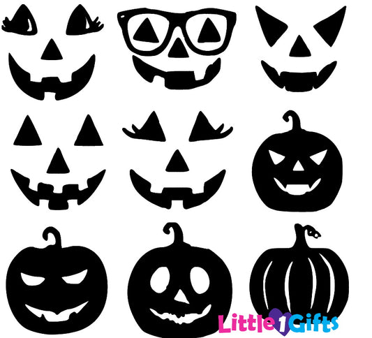 Raamstickers Halloween pumpkin faces set